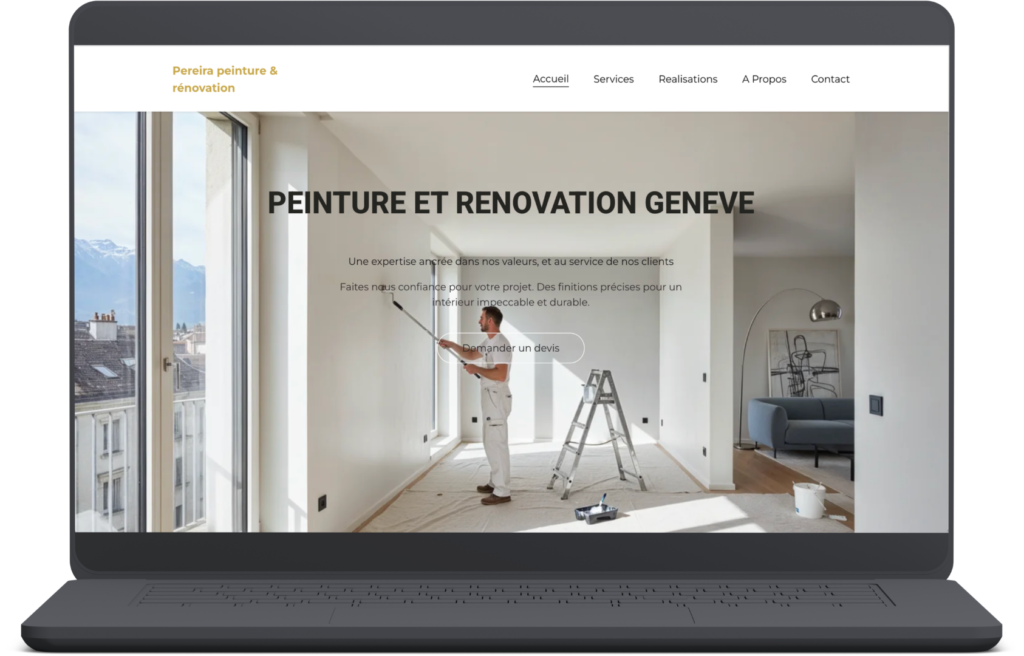 Mockup du site de Pereira peinture et rénovation, peintre en batiment à Genève, réalisé par monsitepro.ch